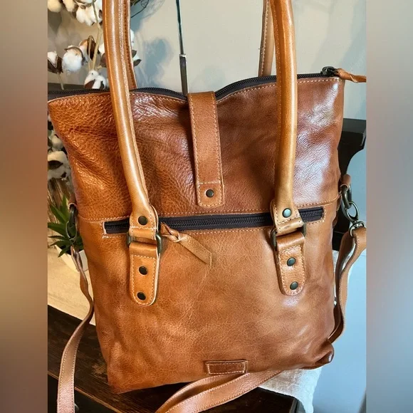 NWT Bed Stu Leather Rachel Shoulder Crossbody Bag Pecan DD Retail $345 - Picture 5 of 15